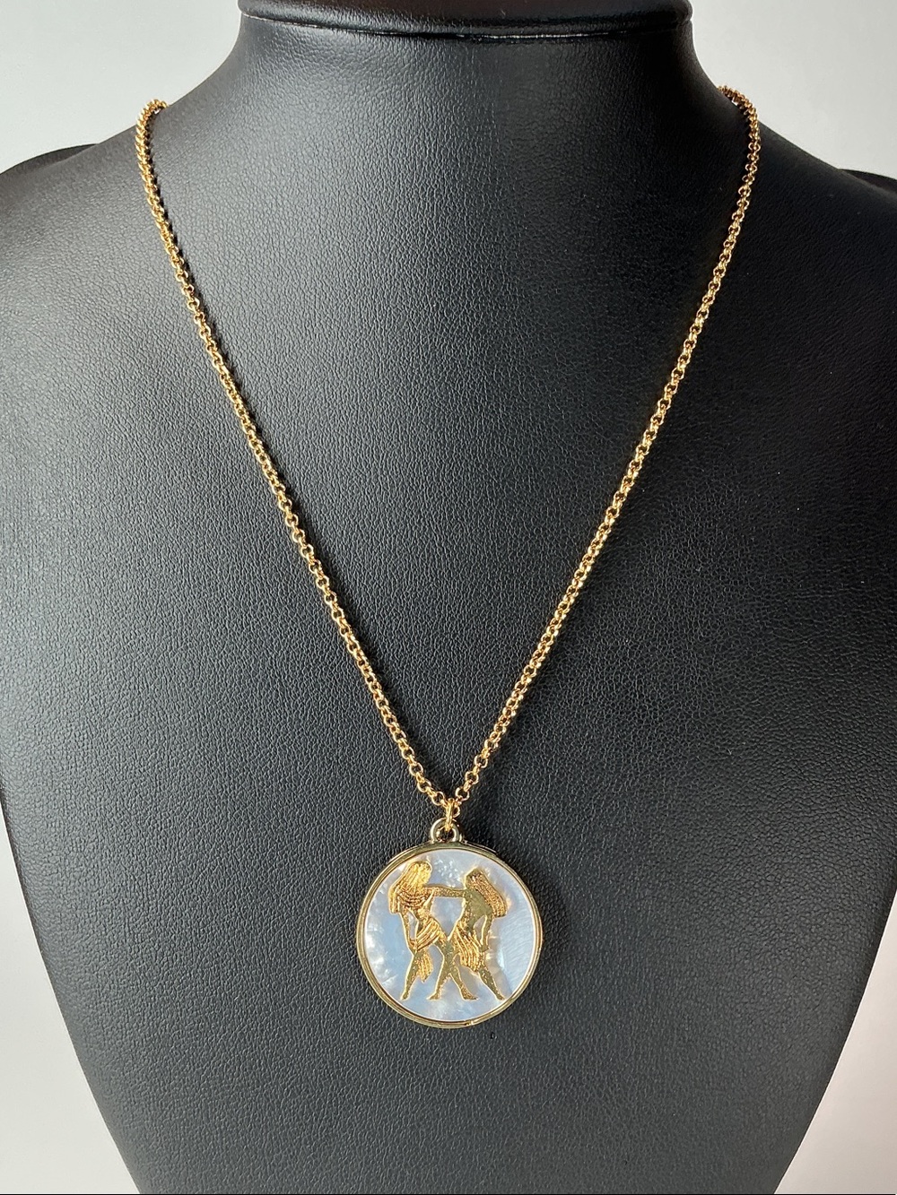 Gemini Pendant Necklace with Mother-of-Pearl Accent 24k gold plated by Mayamar
